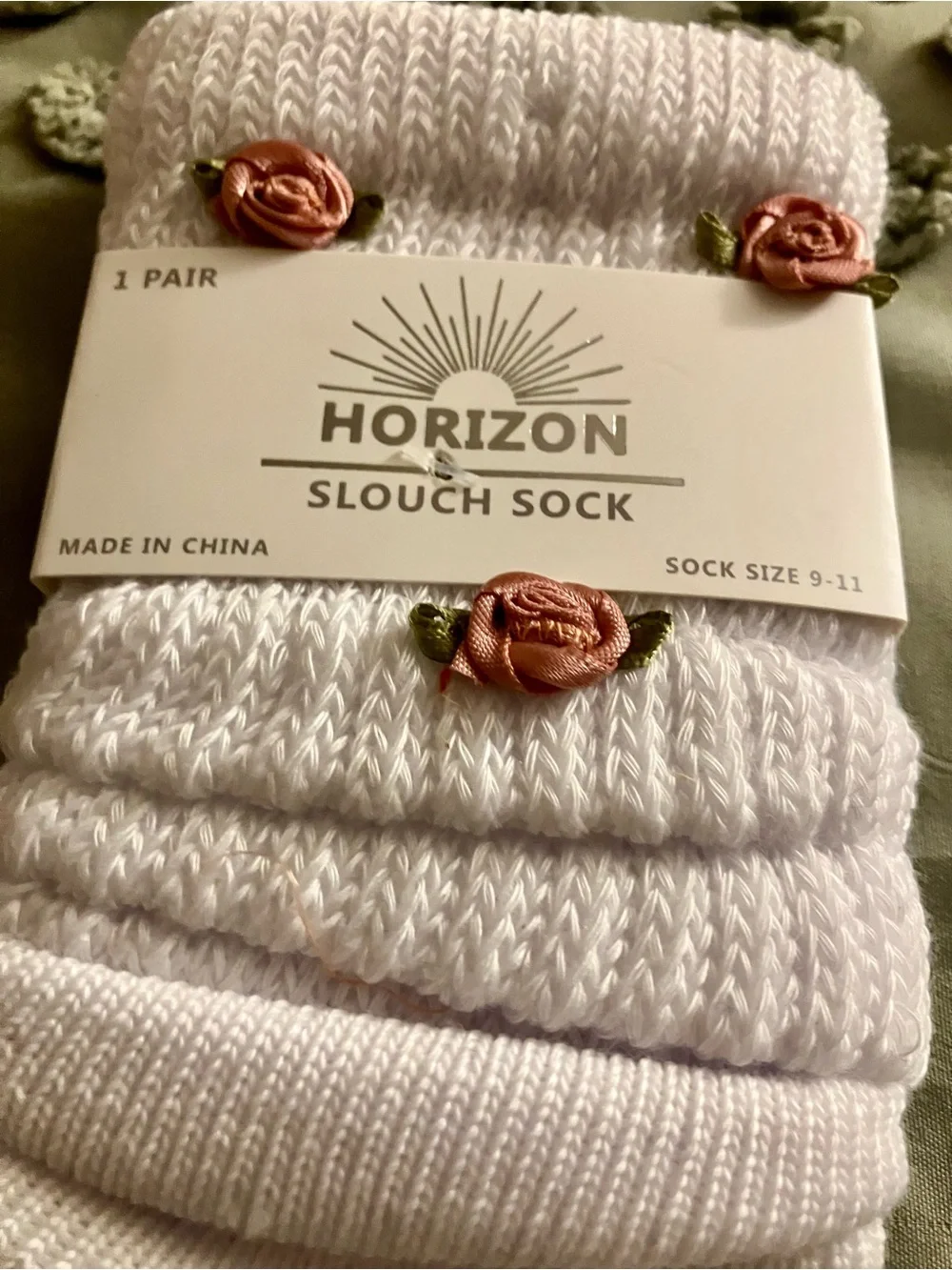 Slouch socks flowers new white pink